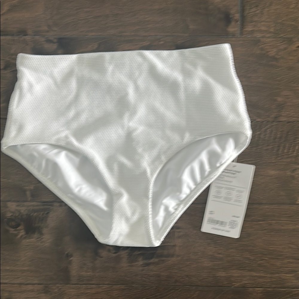 Athleta White Textured Bikini Bottoms